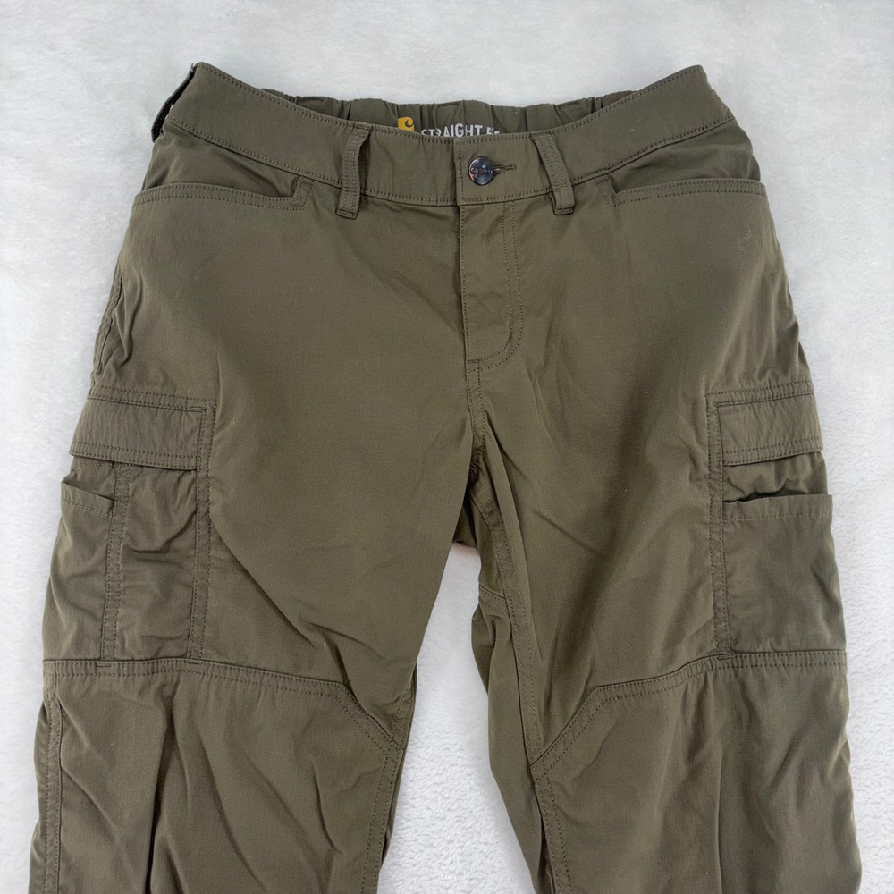 Carhartt Force Women 6 Regular Cargo Pants Green Straight Fit Ripstop 103612 - Picture 2 of 9